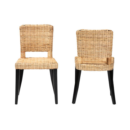 bali & pari - Dermot Set of 2 Dining Chairs in Dark Brown/Natural Brown - MD39507-Mango Wood-DC view 2