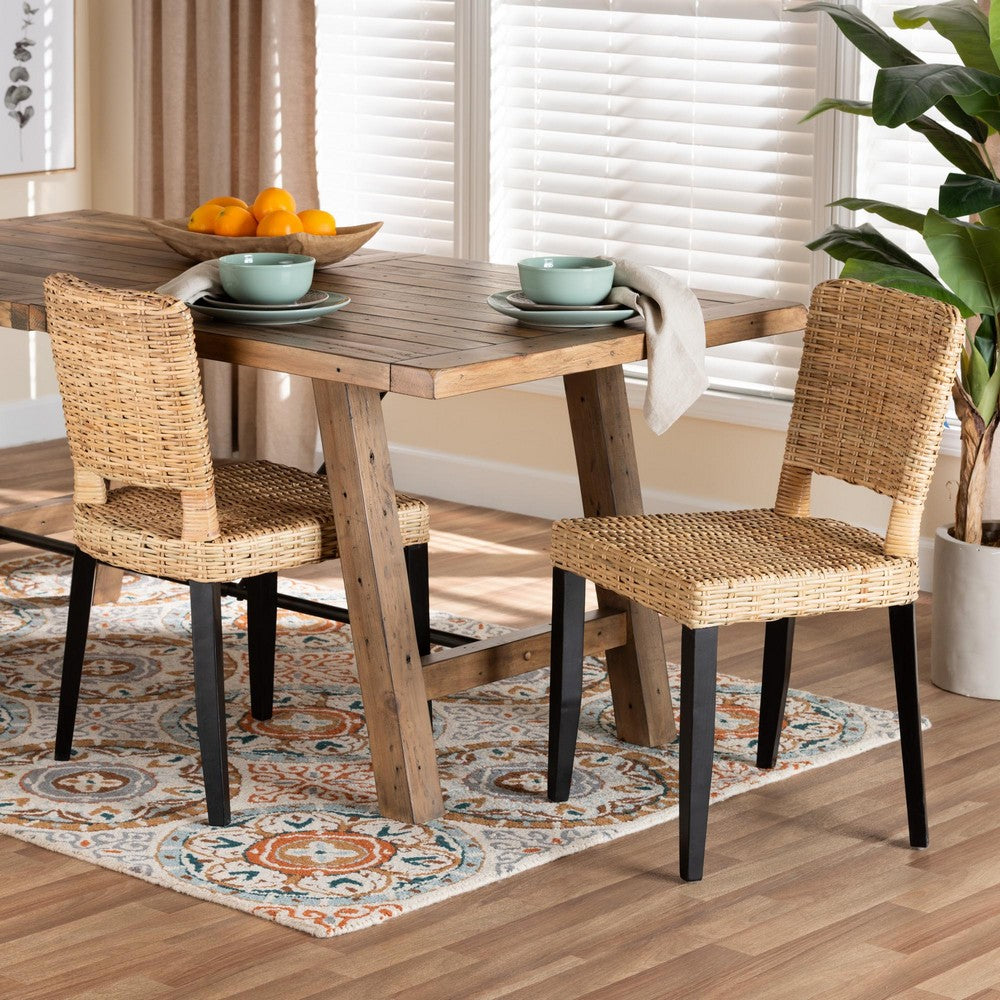 bali & pari - Dermot Set of 2 Dining Chairs in Dark Brown/Natural Brown - MD39507-Mango Wood-DC view 7
