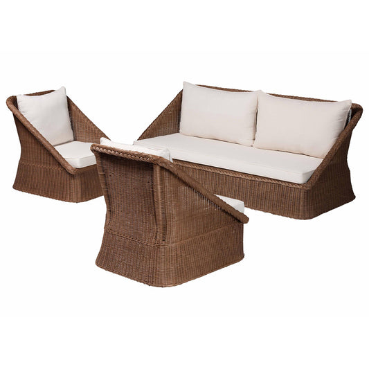 bali & pari - Derris Sofa Set in Peanut Brown - Derris-Peanut Brown/Rattan-3pc Sofa/Chair Set view 1