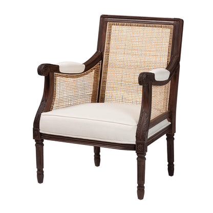 bali & pari - Desmond Chair in Beige/Dark Brown - SEA687-Dark wood-NAT03/White -F00 view 1