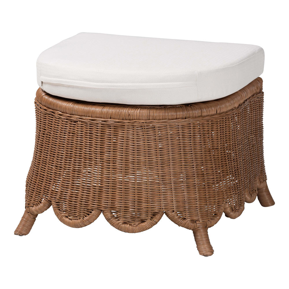 bali & pari  - Detta Living Room Set in Peanut Brown - Detta-Peanut Brown-Rattan-2PC Lounge Chair with Stool-Set view 2