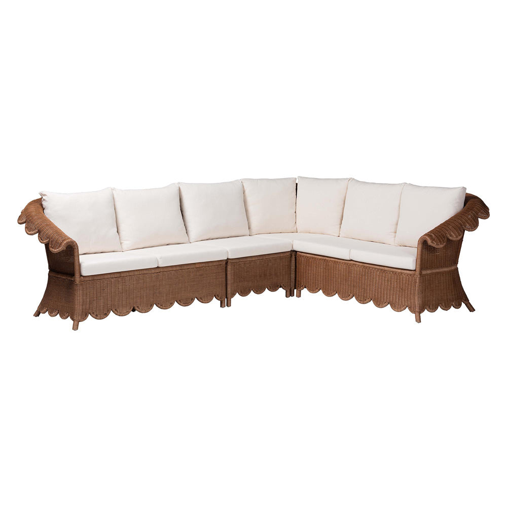 bali & pari  - Detta Sectional in Peanut Brown - Detta-Peanut Brown-Rattan-4PC Sectional Set view 1