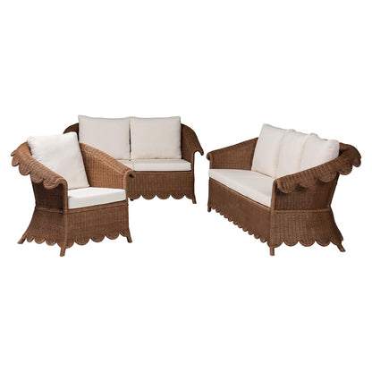 bali & pari  - Detta Sofa Set in Peanut Brown - Detta-Peanut Brown-Rattan-3PC Set view 1