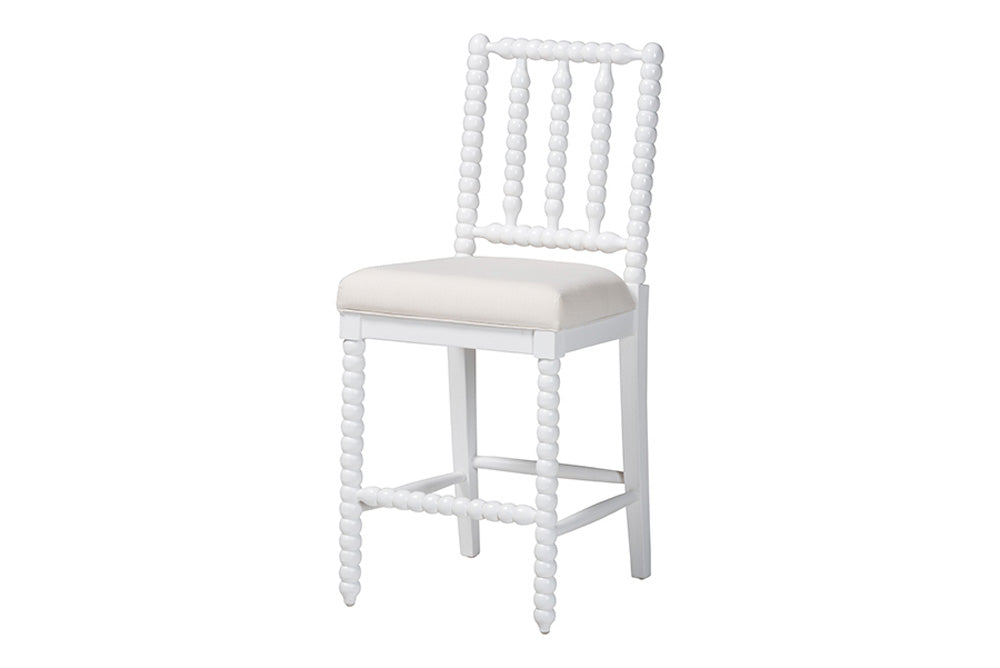 bali & pari - Deya Counter Stool - Deya-White Wooden-CS view 1