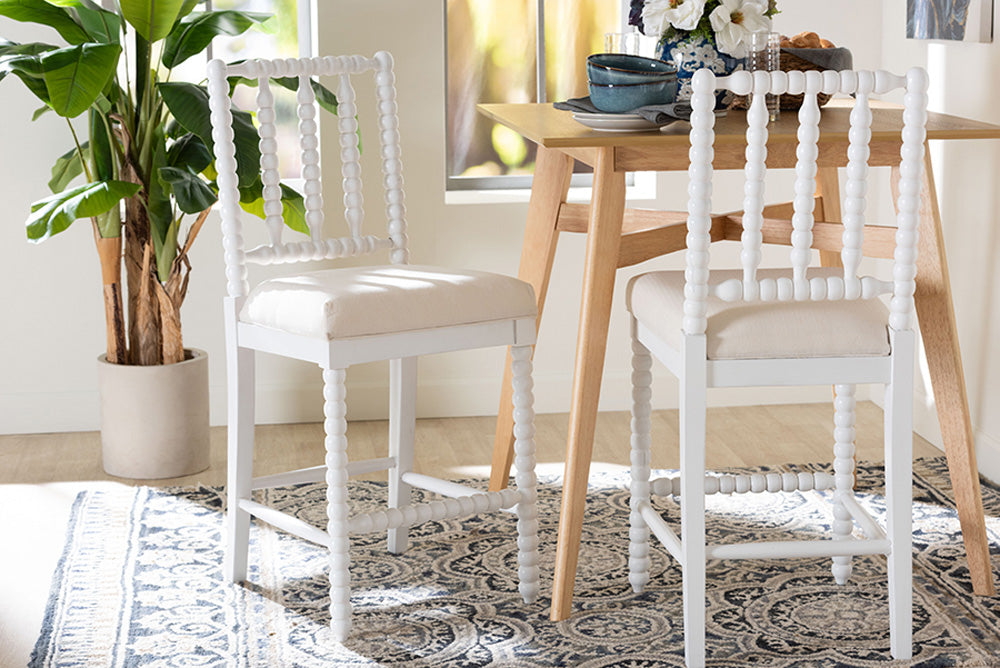 bali & pari - Deya Counter Stool - Deya-White Wooden-CS view 2