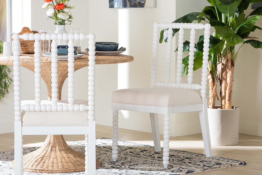 bali & pari - Deya Dining Chair - Deya-White Wooden-DC view 2