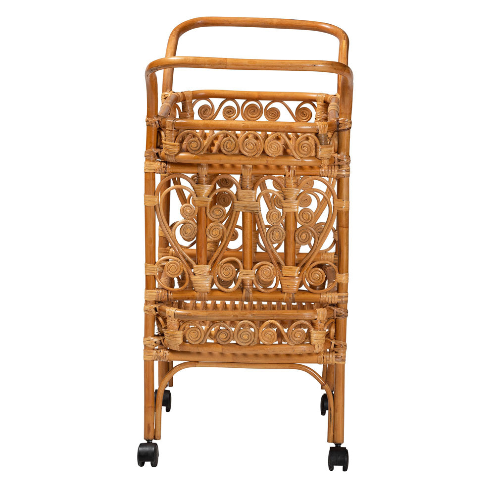 bali & pari - Diwata Kitchen Cart in Natural Brown - DCWH10015-Decore-Natural Rattan-Cart view 3