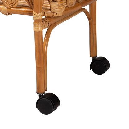 bali & pari - Diwata Kitchen Cart in Natural Brown - DCWH10015-Decore-Natural Rattan-Cart view 5