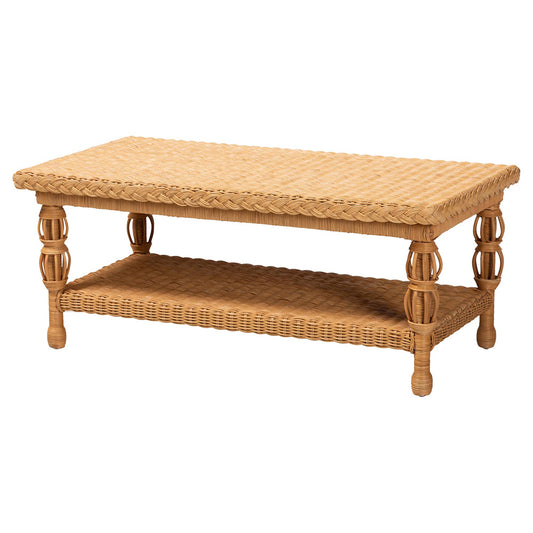 bali & pari - Dolby Coffee Table in Light Honey - Dolby-Light Honey/Rattan-Coffee Table view 1
