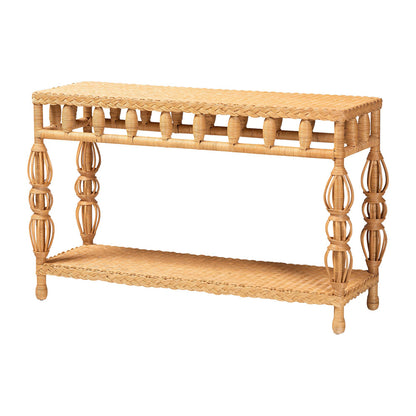 bali & pari  - Dolby Console Table in Light Honey - Dolby-Light Honey/Rattan-Console Table view 1