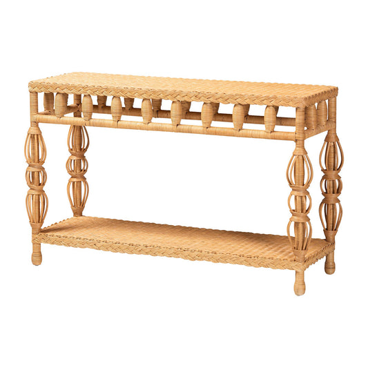 bali & pari  - Dolby Console Table in Light Honey - Dolby-Light Honey/Rattan-Console Table view 1