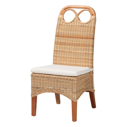 bali & pari  - Dyna Dining Chair in Natural - Dyna-Natural Wild-Wood/Rattan-Cushion-DC view 1