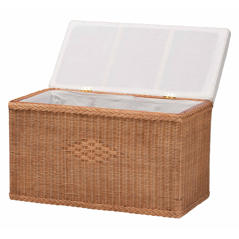 bali & pari - Eamon Storage Bench in Brown - WS133-Brown Rattan-Cushioned Storage Bench view 2