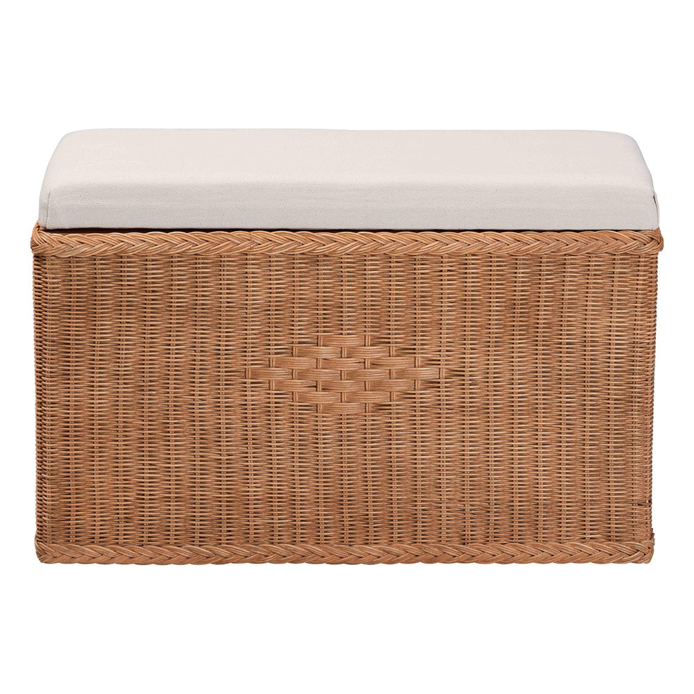 bali & pari - Eamon Storage Bench in Brown - WS133-Brown Rattan-Cushioned Storage Bench view 3