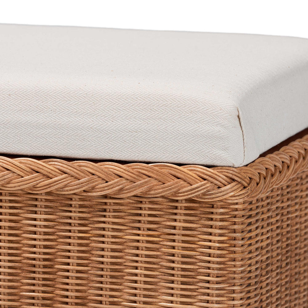 bali & pari - Eamon Storage Bench in Brown - WS133-Brown Rattan-Cushioned Storage Bench view 5