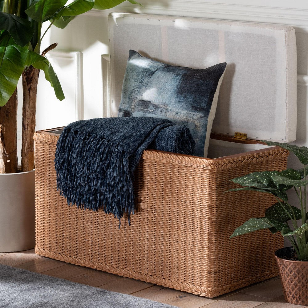 bali & pari - Eamon Storage Bench in Brown - WS133-Brown Rattan-Cushioned Storage Bench view 9