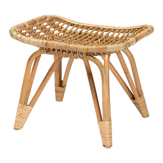 bali & pari - Earvin Footstool in Natural Brown - DC8005-Rattan-Footstool view 1