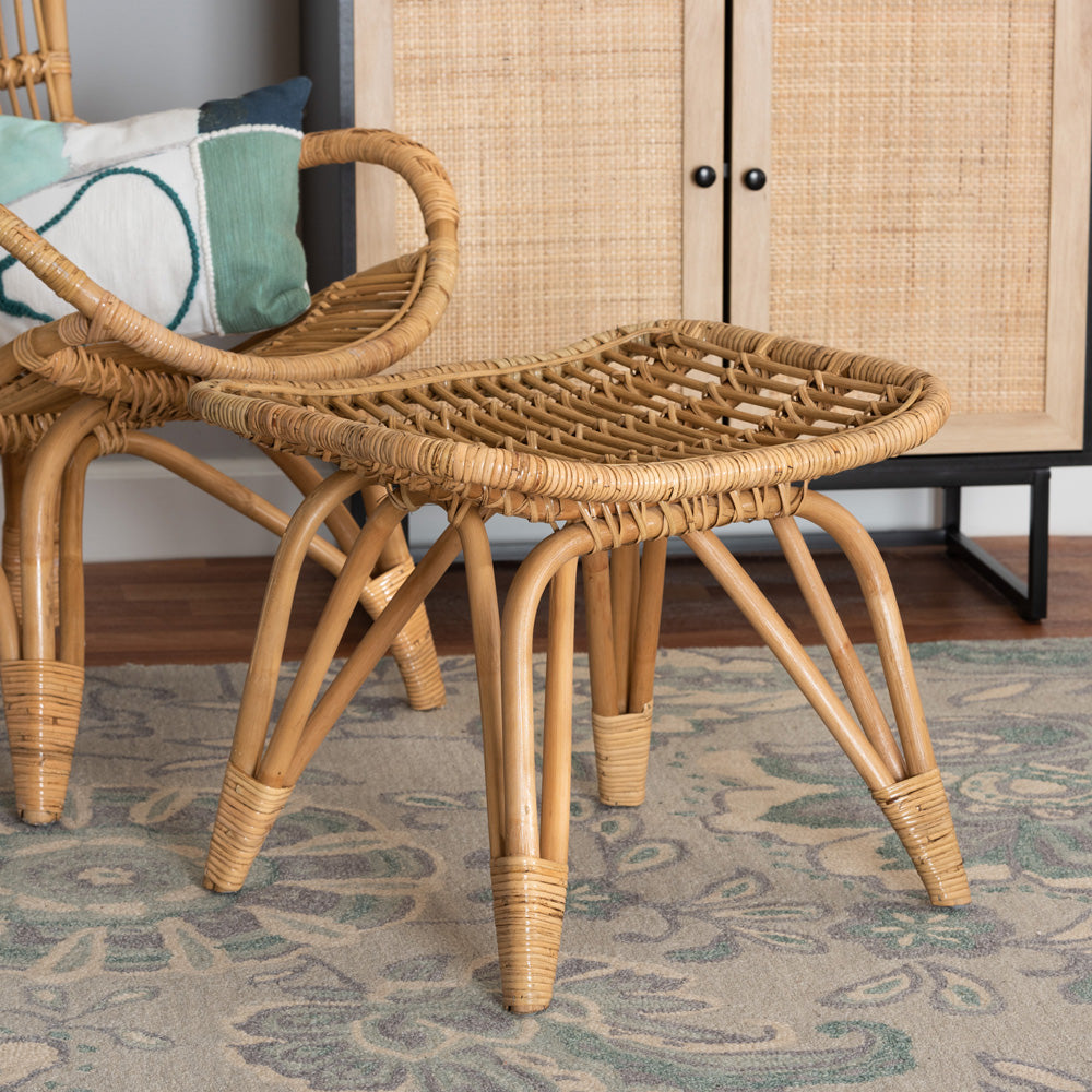 bali & pari - Earvin Footstool in Natural Brown - DC8005-Rattan-Footstool view 6