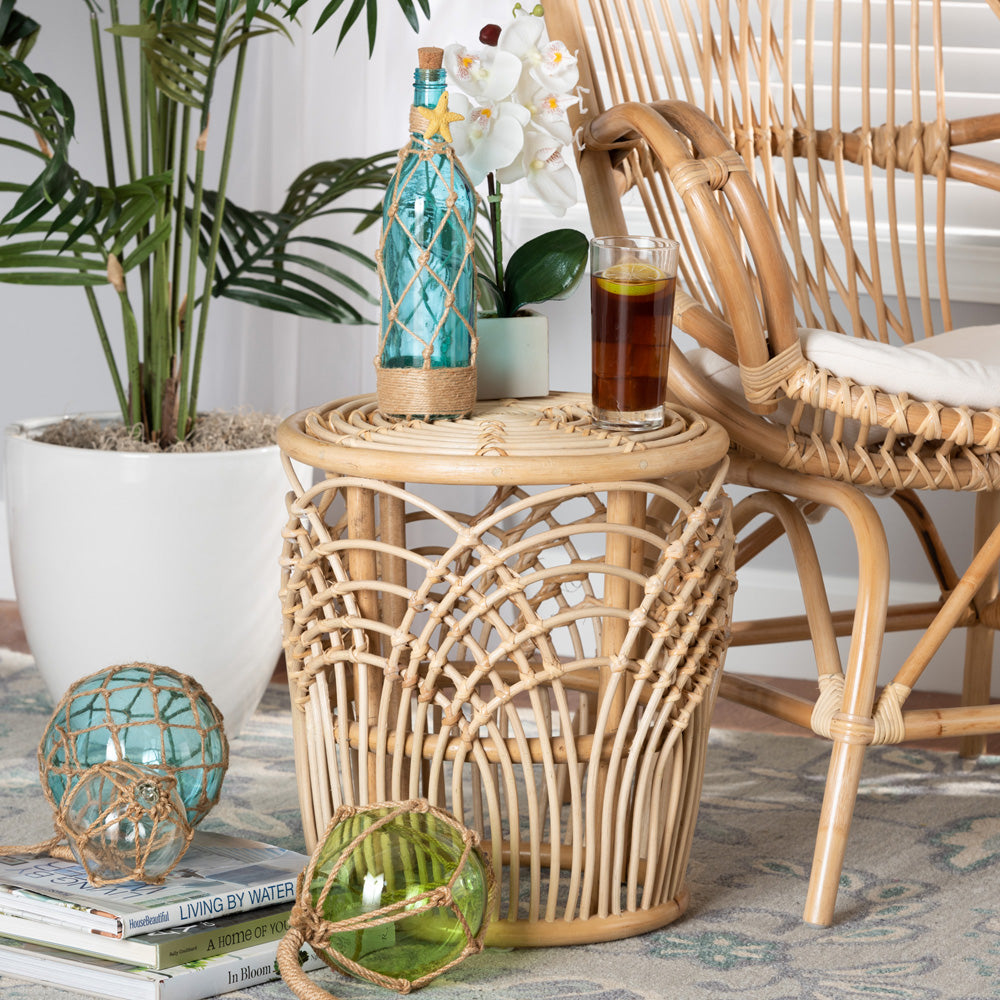 bali & pari - Edena End Table in Natural Brown - RT009-Rattan-ET view 4