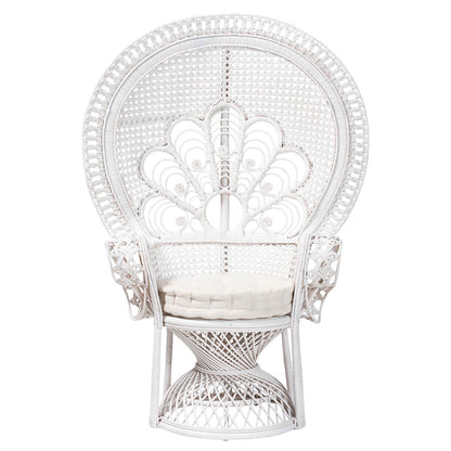 bali & pari - Ediva Chair in White/White - Peacock-001-Rattan-White-AC view 2