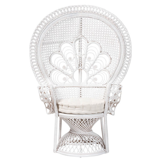 bali & pari - Ediva Chair in White/White - Peacock-001-Rattan-White-AC view 2