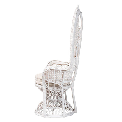 bali & pari - Ediva Chair in White/White - Peacock-001-Rattan-White-AC view 3