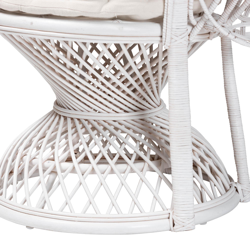 bali & pari - Ediva Chair in White/White - Peacock-001-Rattan-White-AC view 6