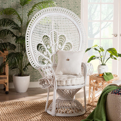 bali & pari - Ediva Chair in White/White - Peacock-001-Rattan-White-AC view 8