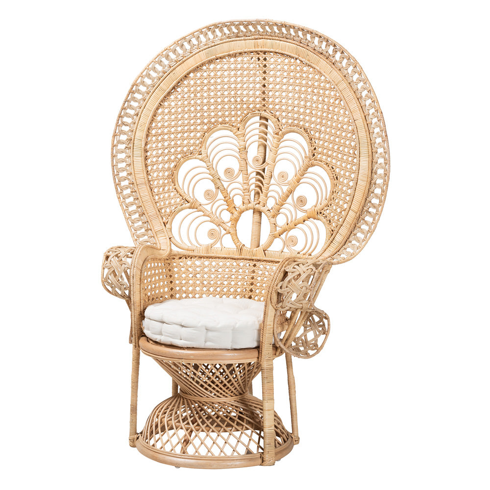 bali & pari - Ediva Peacock Accent Chair in White/Natural Brown - Peacock-001-Rattan-AC view 1