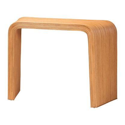 bali & pari - Eilis Console Table in Light Honey - Waterfall Model 2-Light Honey-Rattan-Console Table view 1
