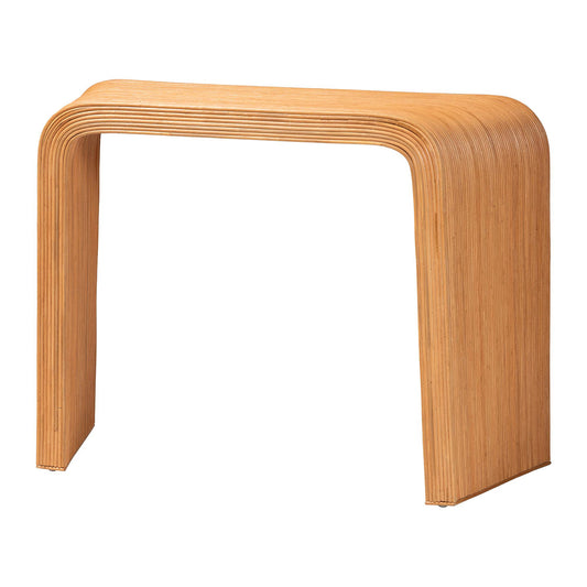bali & pari - Eilis Console Table in Light Honey - Waterfall Model 2-Light Honey-Rattan-Console Table view 1