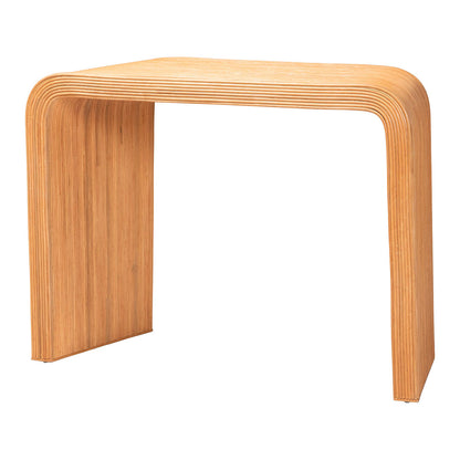 bali & pari - Eilis Console Table in Light Honey - Waterfall Model 2-Light Honey-Rattan-Console Table view 2