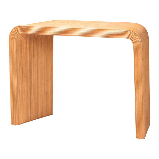 bali & pari - Eilis Console Table in Light Honey - Waterfall Model 2-Light Honey-Rattan-Console Table view 2