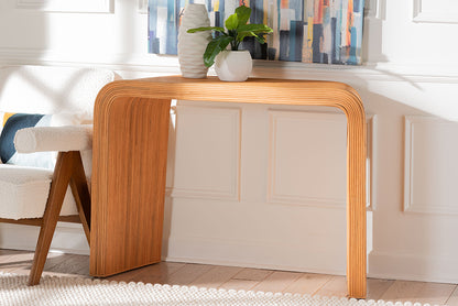 bali & pari - Eilis Console Table in Light Honey - Waterfall Model 2-Light Honey-Rattan-Console Table view 10