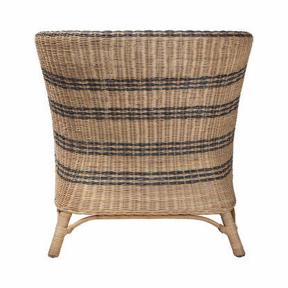 bali & pari  - Elda Arm Chair in Natural Brown/Blue - Elda-Natural/Blue Stripes-Rattan-Cushion-DC view 4