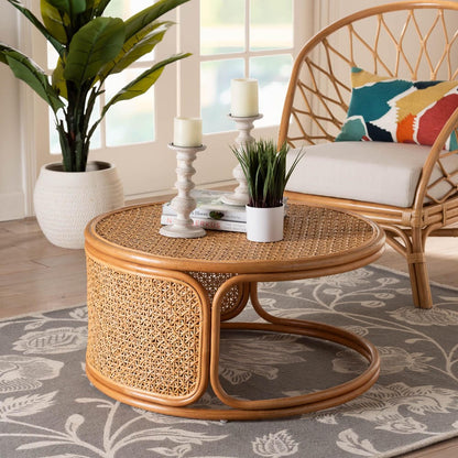 bali & pari - Eldon Coffee Table in Honey - Eldon-Light Honey Rattan-Large-CT view 6