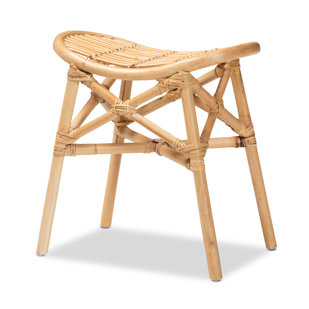 bali & pari - Elgon Footstool in Natural Brown - Elgon-Rattan-Footstool view 1