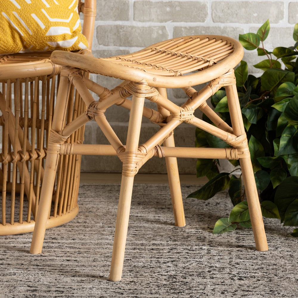 bali & pari - Elgon Footstool in Natural Brown - Elgon-Rattan-Footstool view 7