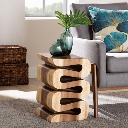 bali & pari - Eliada End Table in Natural Brown - Suar S/T 010-Natural-Side Table view 8