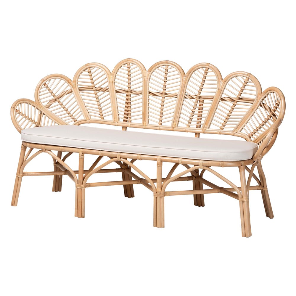 bali & pari - Eliava Bench in Natural Brown - Flower-Natural-Bench view 1