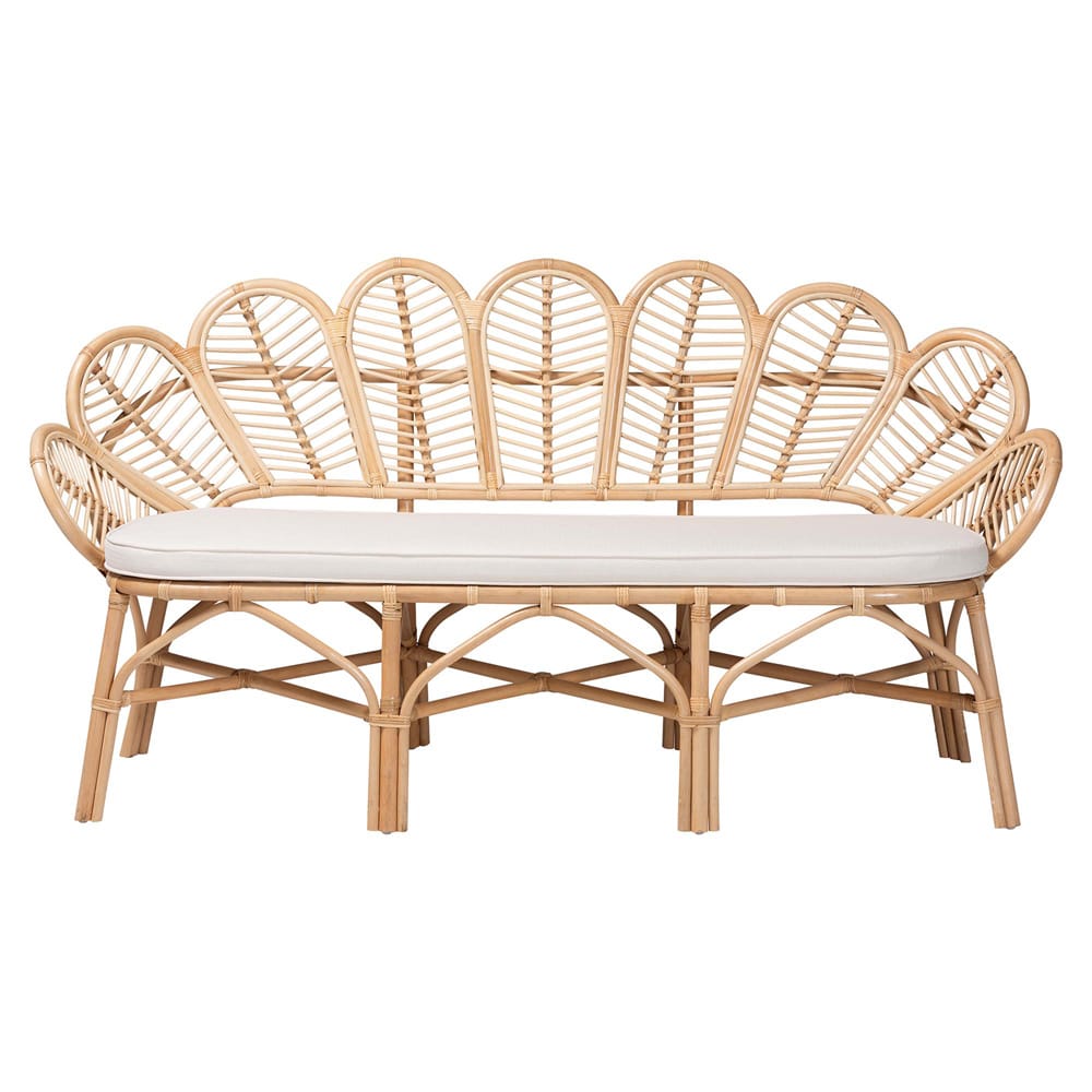 bali & pari - Eliava Bench in Natural Brown - Flower-Natural-Bench view 2