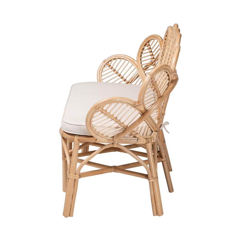bali & pari - Eliava Bench in Natural Brown - Flower-Natural-Bench view 3