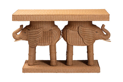 bali & pari - Elissa Console Table - Elephant-Light Honey Rattan-Console Table view 2