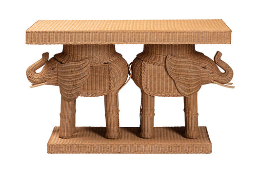 bali & pari - Elissa Console Table - Elephant-Light Honey Rattan-Console Table view 2