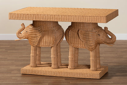 bali & pari - Elissa Console Table - Elephant-Light Honey Rattan-Console Table view 8
