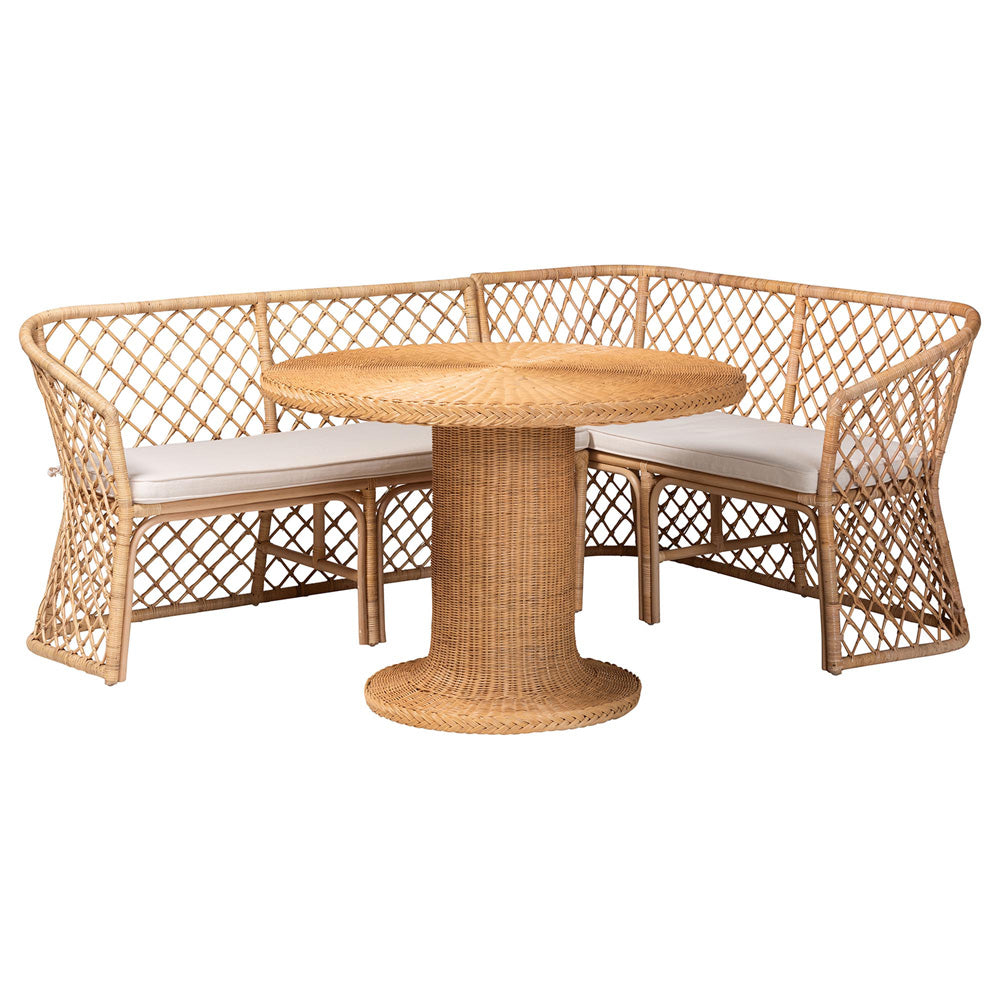 bali & pari - Ellard Dining Set in Light Honey - Aysi/Braided-3PC Dining Set view 1