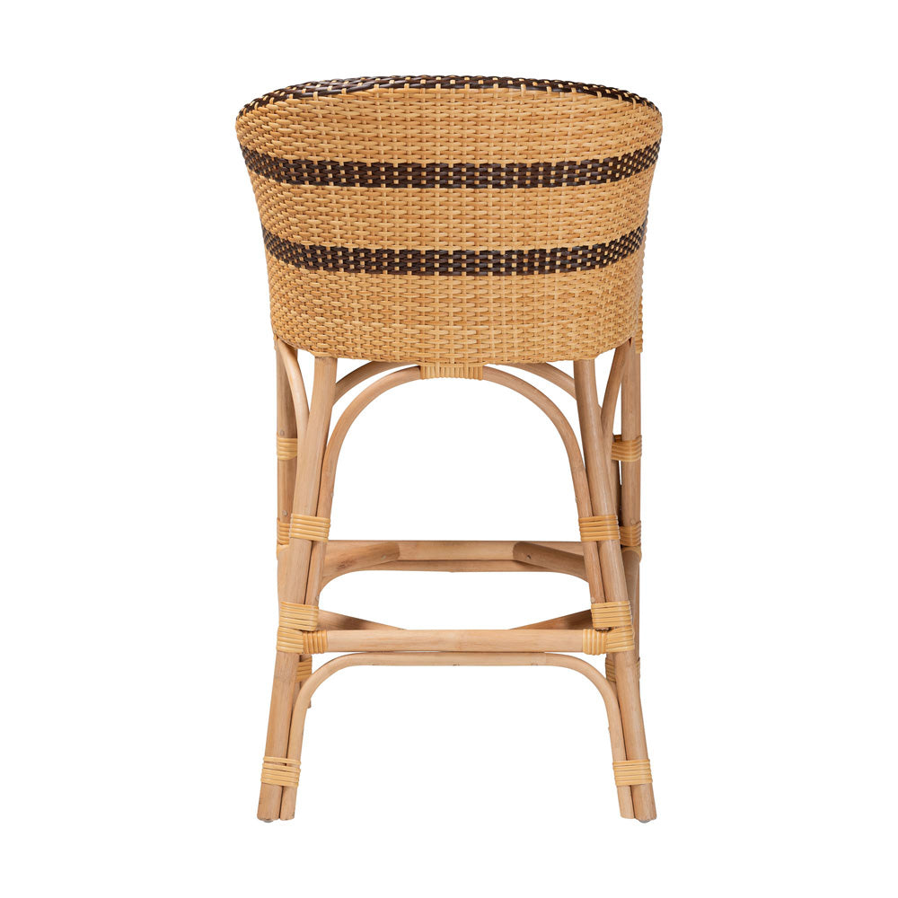bali & pari  - Elma Counter Stool in Natural Brown/Dark Brown - Elma-Natural/Brown Stripes-Rattan-Cushion-CS view 4