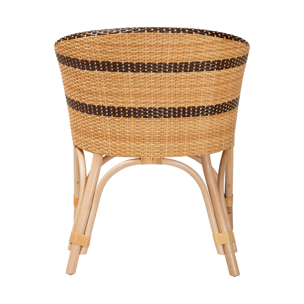 bali & pari  - Elma Dining Chair in Natural Brown/Dark Brown - Elma-Natural/Brown Stripes-Rattan-Cushion-DC view 4