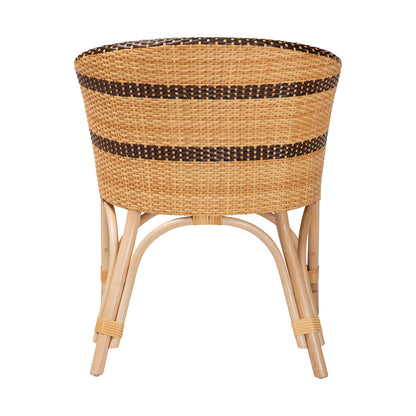 bali & pari  - Elma Dining Chair in Natural Brown/Dark Brown - Elma-Natural/Brown Stripes-Rattan-Cushion-DC view 4