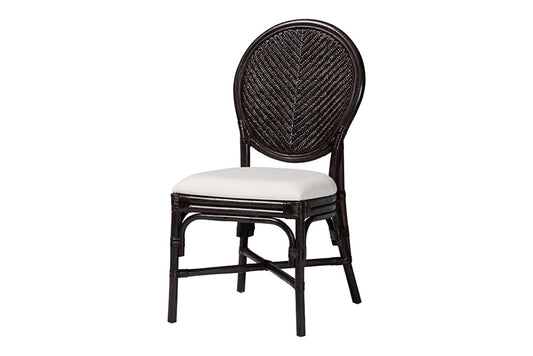 bali & pari - Elmer Dining Chair - Elmer-Coffee Bean Rattan-White Cushion-DC view 1